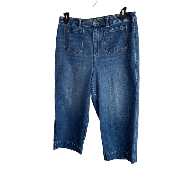 Talbots Flawless Size 14P Capri Stretch Denim Cropped Jeans High-Waist Wide - Picture 14 of 15
